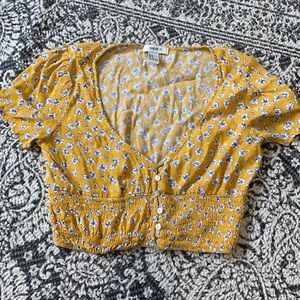 Yellow Floral crop top